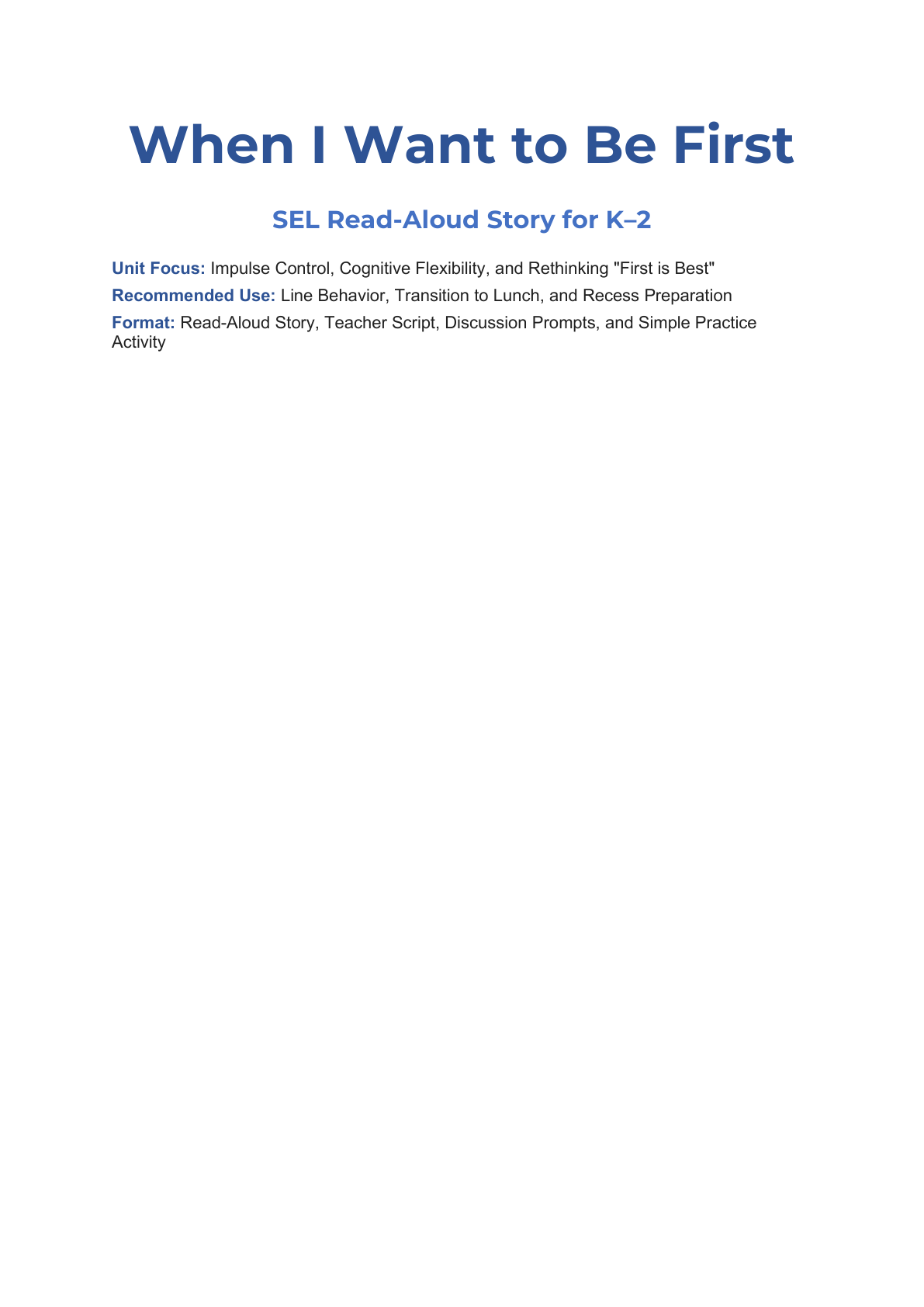 Cover: When I Want to Be First for Line Behavior –
