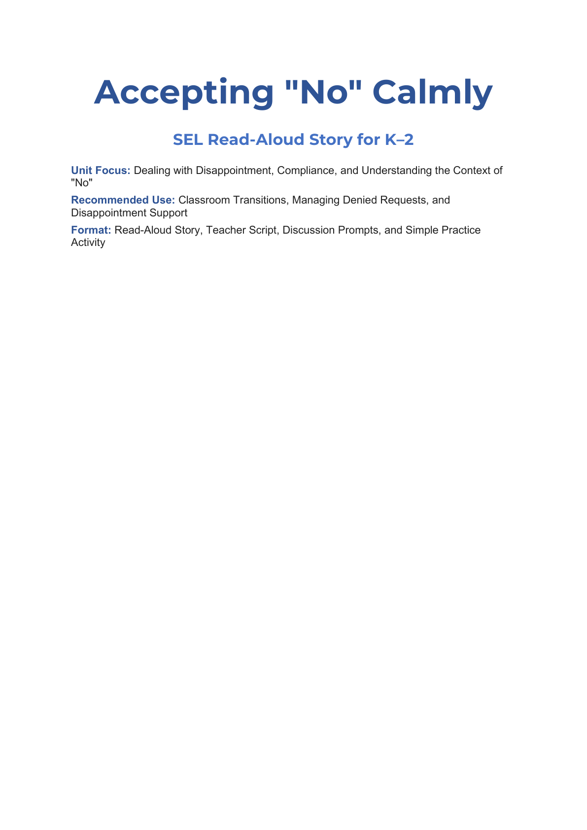 Accepting “No” Calmly Social Story for K–2