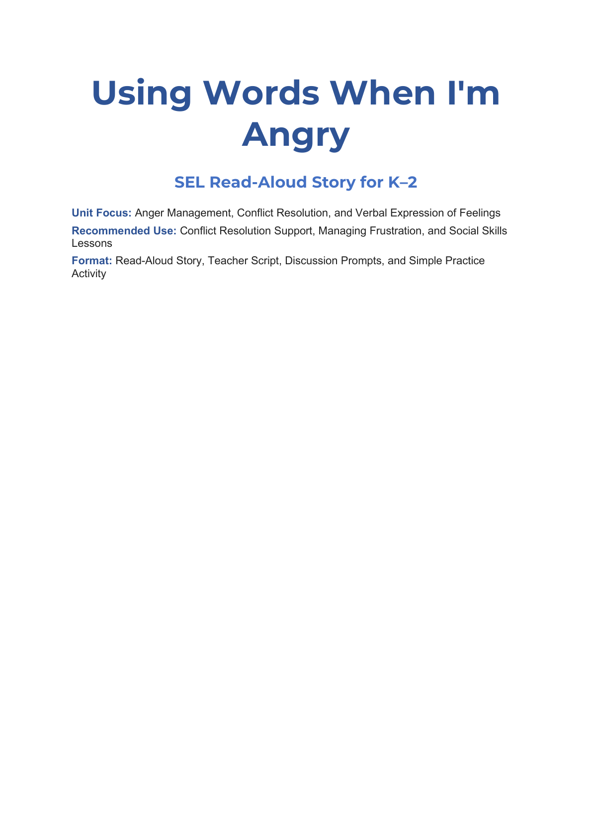 Cover: Using Words When I'm Angry Social Story