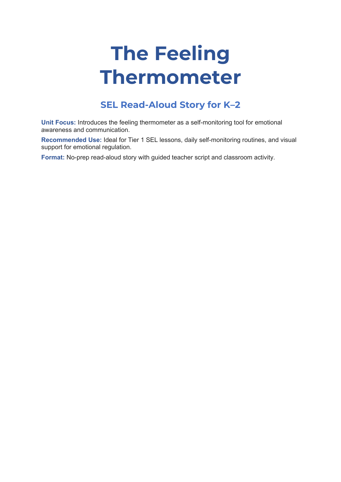 Cover: Feeling Thermometer Social Story for K–2
